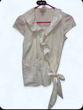 LOFT Ruffle Wrap Top with Side Tie